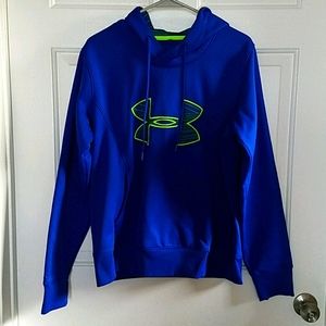 Under Armour Women's Blue and Chartreuse Semi-Fitted Hoodie